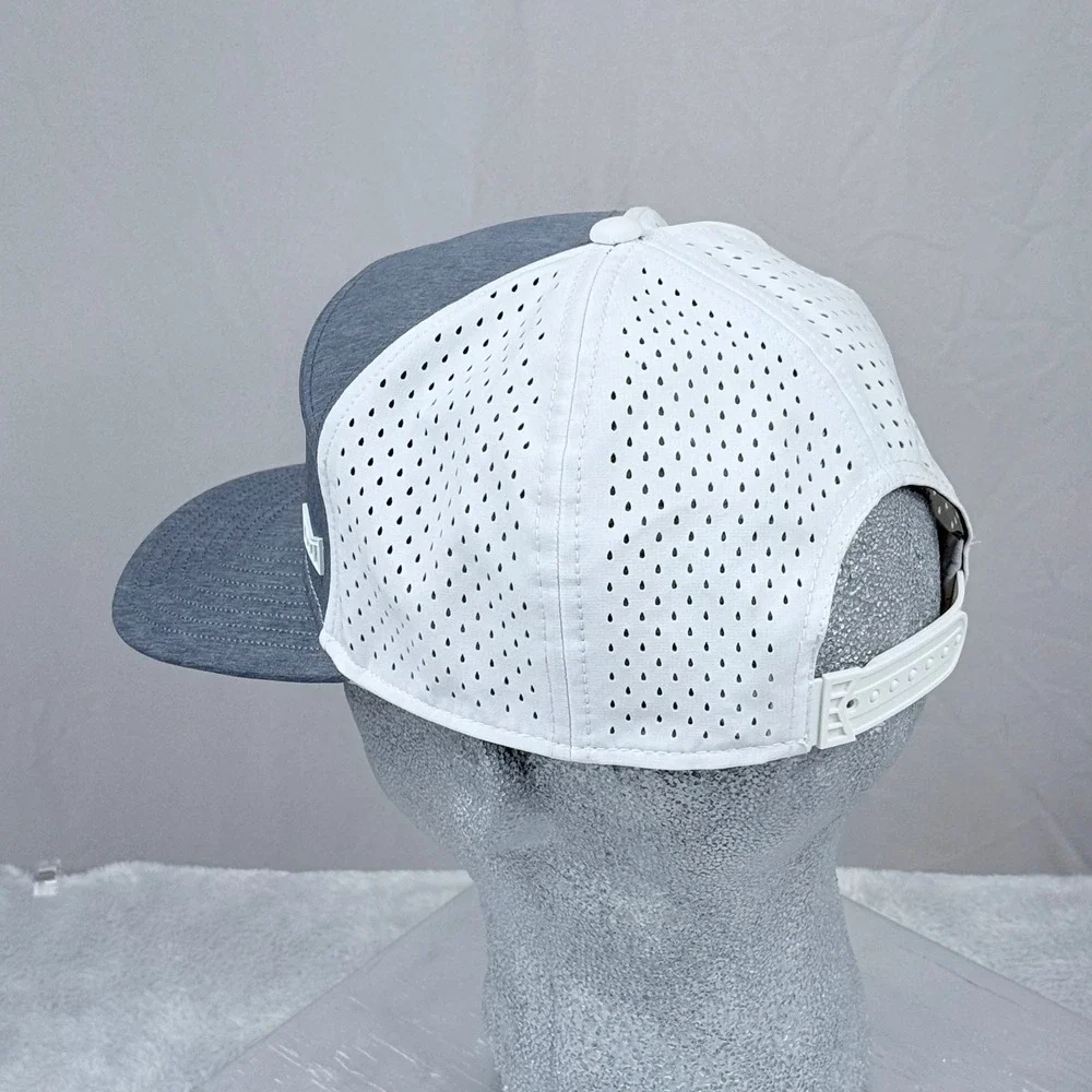 Melin Trenches Hydro Hat Mens 58cm Grey White Water Resistant Snapback Cap Golf